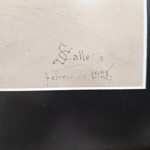 May include: A black and white drawing with a signature that reads "Walle. 3 Febrero de 1928."