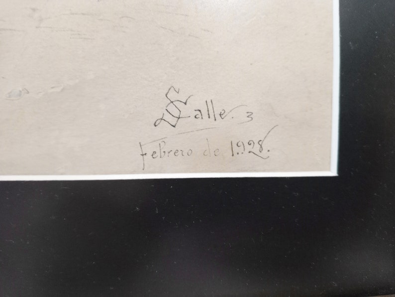 May include: A black and white drawing with a signature that reads "Walle. 3 Febrero de 1928."