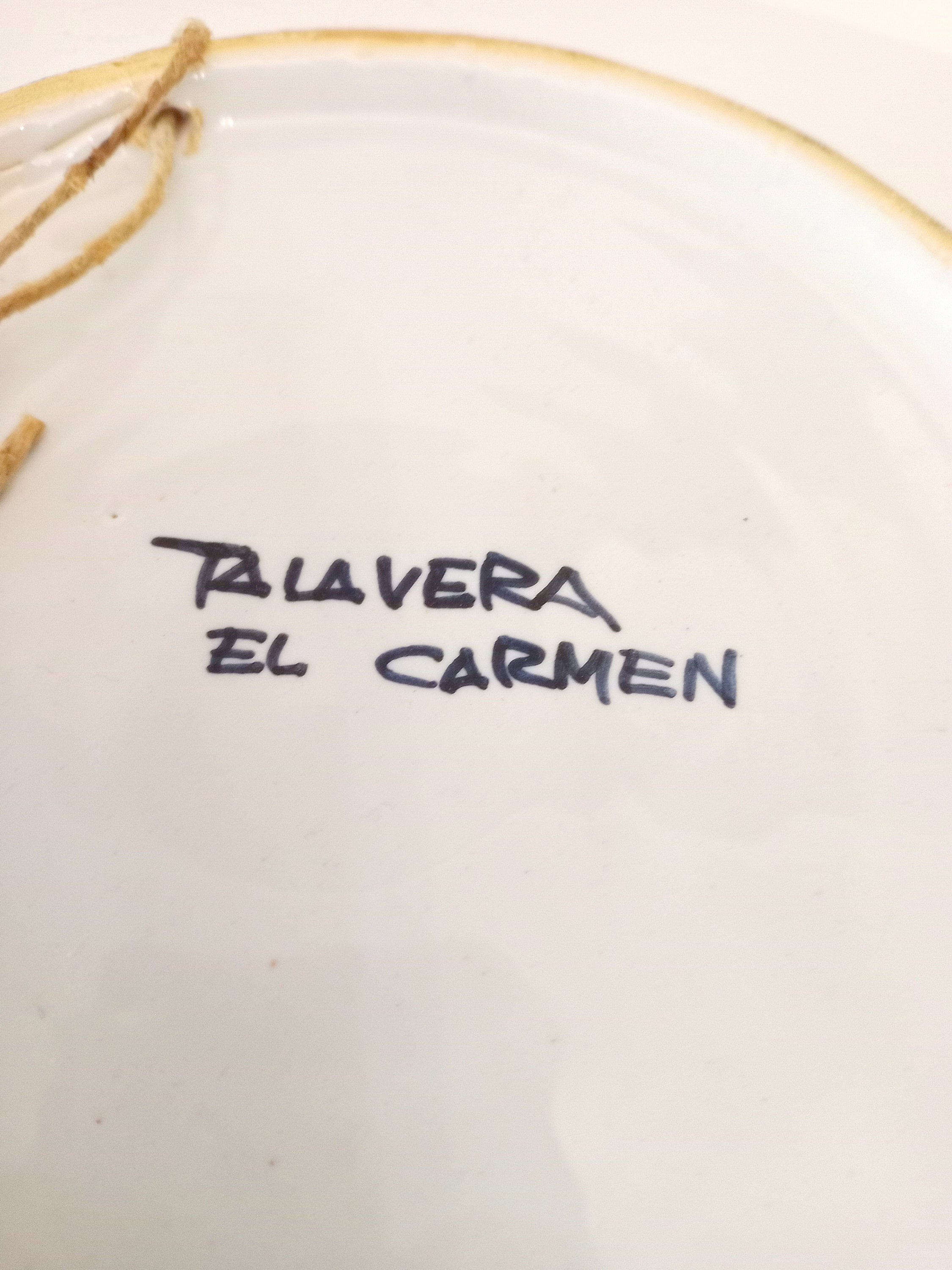 Vintage Spanish Talavera Hand Painted Ceramic Plate Featuring a 