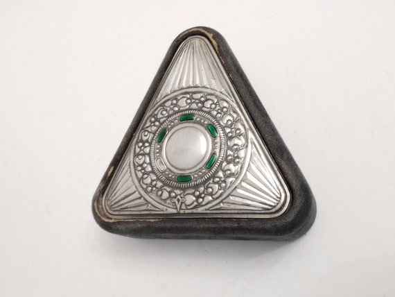 Vintage Italian triangular velvet jewellery box w… - image 9