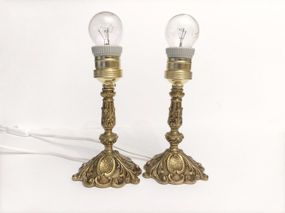 Pair of Small Ornate Bronze Table Lamps Circa 1950 Etsy Australia