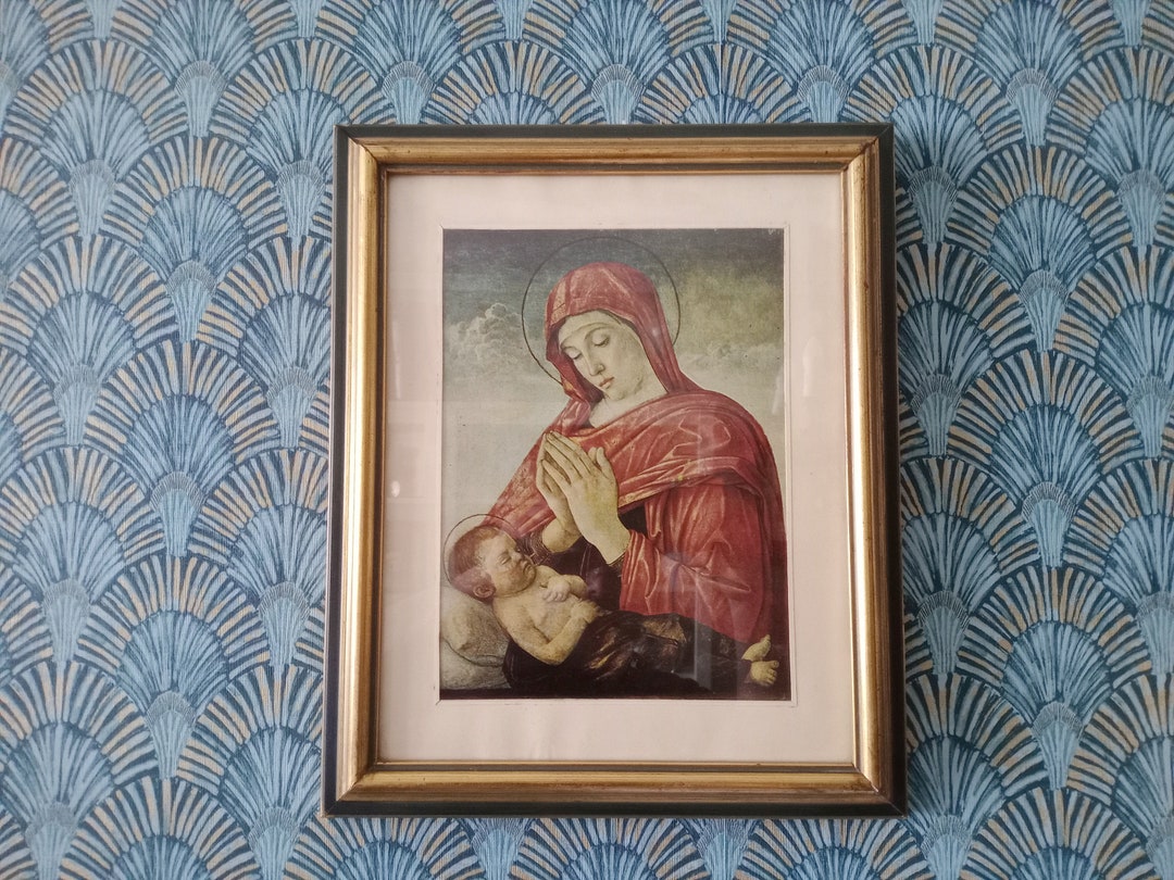 Vintage Framed Varnished Print of Madonna and Child Circa 1970 ...