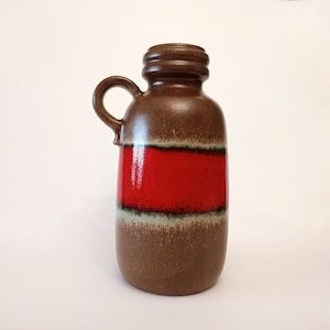 Grand vase vintage d'Allemagne de l'Ouest avec anse, ou pichet, style années 1970, style mid-century, gros pichet en lave