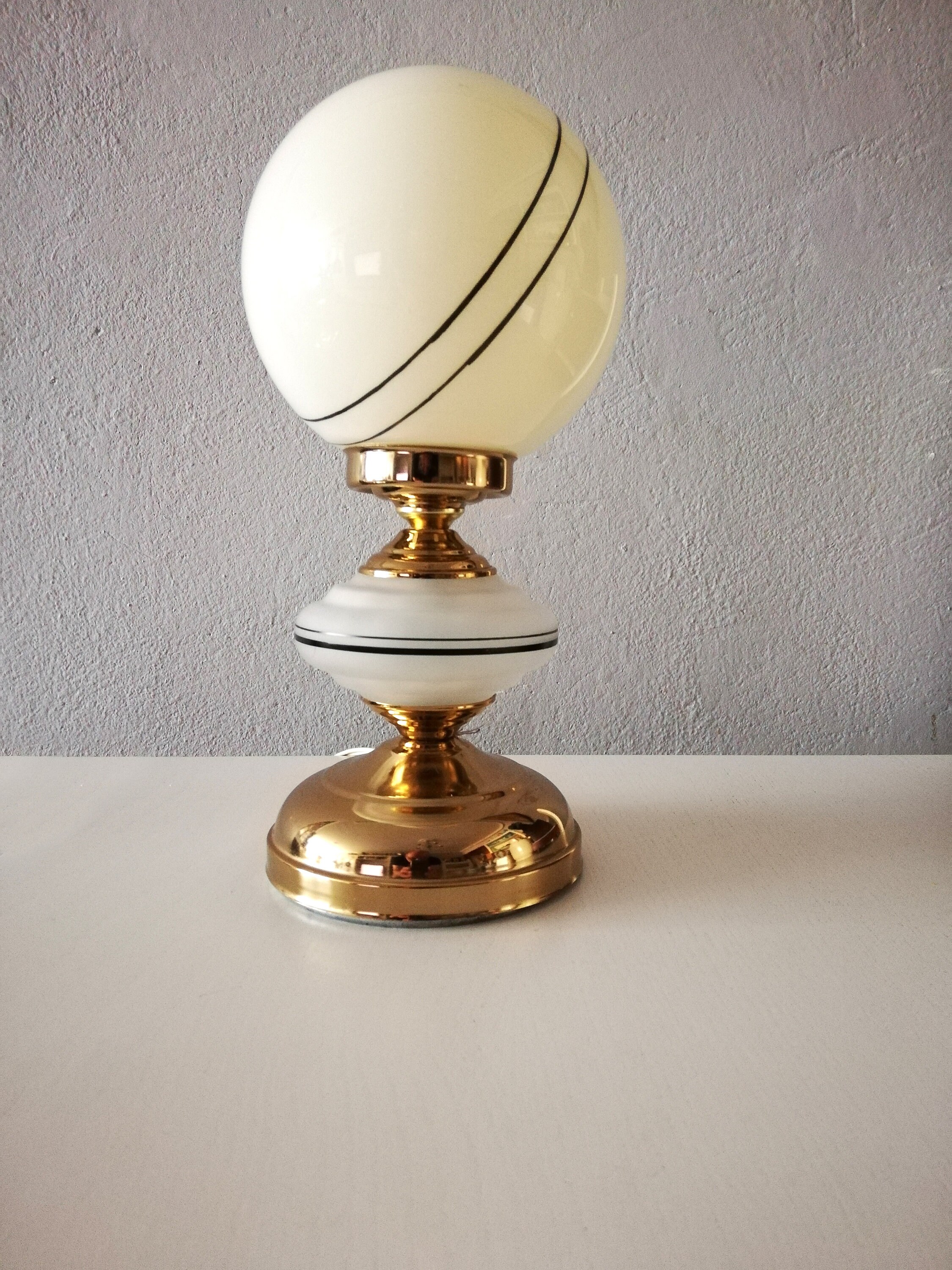 Mid Century Gold Side Table Lamp With a Clear Glass Centre and Etsy