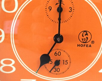 Vintage Orange Space Age Alarm Clock From Hofea Circa 1970 Retro - Main Image