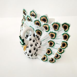 Peacock ceramic planter from Italy circa 1970 large Italian swan jardiniere or vase Hand painted and handcrafted peacock