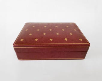 Petite boîte à cigares vintage en cuir avec intérieur en bois vers 1970 cadeau de fumeur homme des cavernes chambre d'homme boîte à cigarettes petite boîte à bijoux