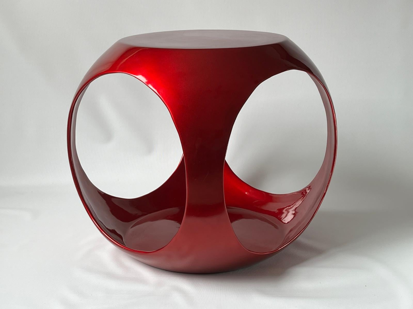 1972年 米軍放出 GSA官給家具 NIGHT TABLE実物 Red Space Age ABS Plastic Side Table Circa 1970 Vintage Ball Table