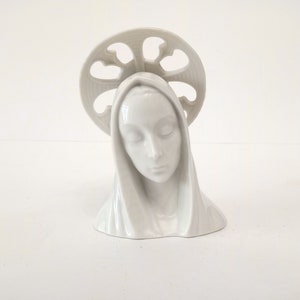 Vintage porcelain figure of Virgin Mary with halo by Osco Germany circa 1970 small virgin statuette Virgin Mary porcelain bust