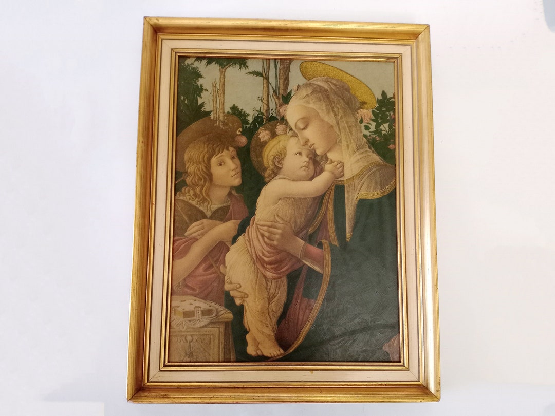 Vintage Framed Varnished Print of Madonna and Child With the Young St ...