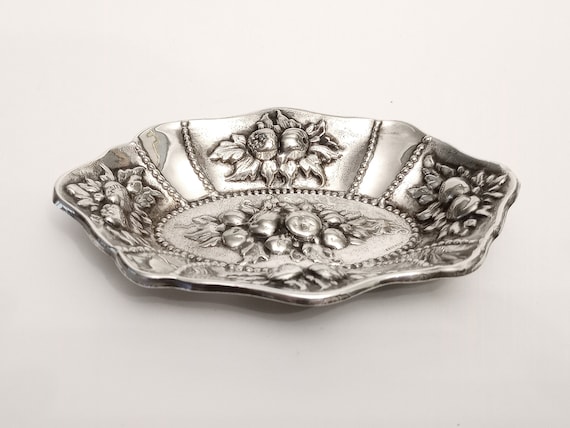 Small Vintage Argentum Silver Dish Trinket Tray Circa 1940 Ornate