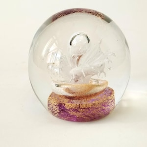 Italian paperweight with pink colours and gold flakes Vintage paperweight Murano paperweight circa 1990
