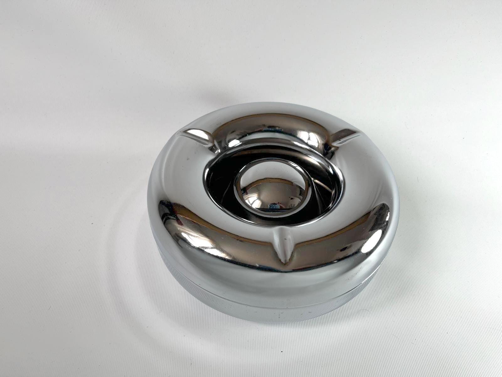 Space Age Chrome Ashtray Circa 1970 Chunky Ashtray Tobacciana