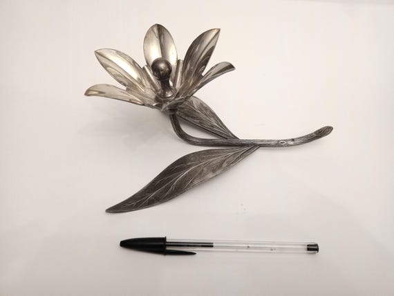 Silver Plated Flower Ashtray Made in Spain Circa 1950 by Meneses