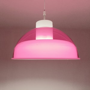 Mcm red and white space age methacrylate pendant light made in the 1970's red plexiglas light image 4