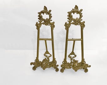 Large brass picture  holder circa 1960 Art Nouveau style ornate Spanish picture holder easel with floral design
