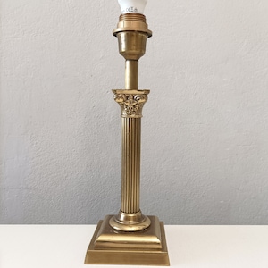 Brass neo-classical style brass table lamp from Spain circa 1970 Tall gold table lamp with maker&#39;s mark