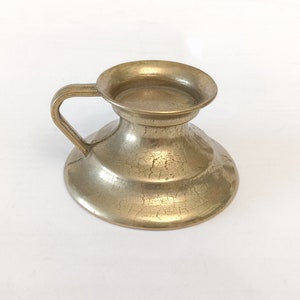 Brukskunst vintage bronze designer candle holder made in Sandefjord Norway candleholder with handle for wide candle