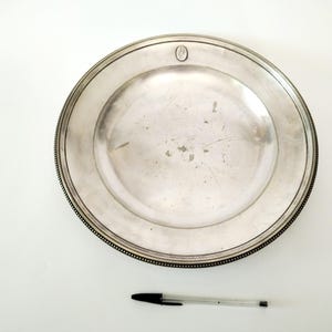 Christofle antique French silver plated serving plate from France circa 1880 Large round French serving tray collectors tray