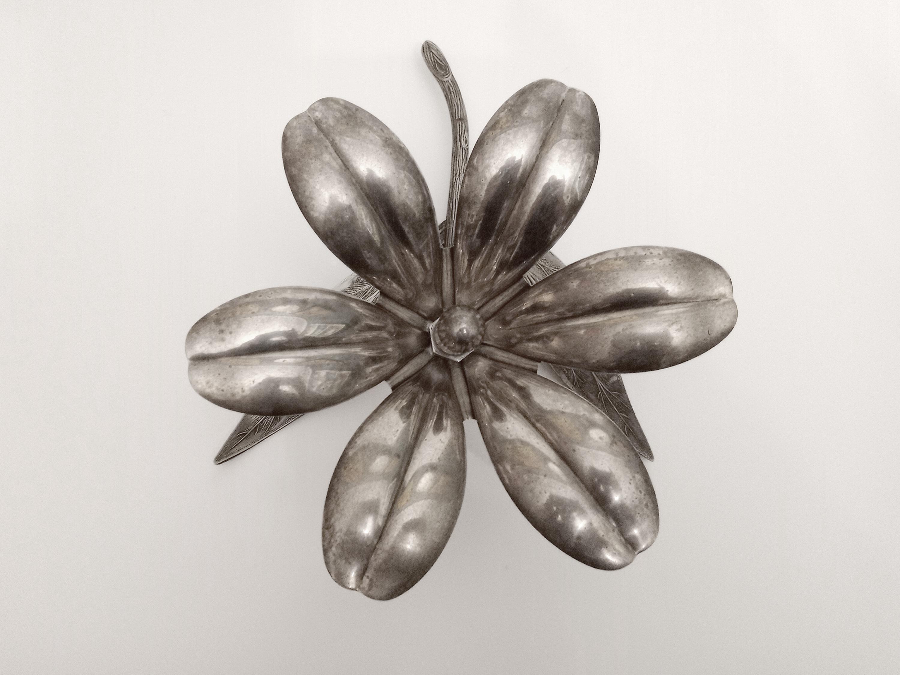 Silver Plated Flower Ashtray Made in Spain Circa 1950 by Meneses