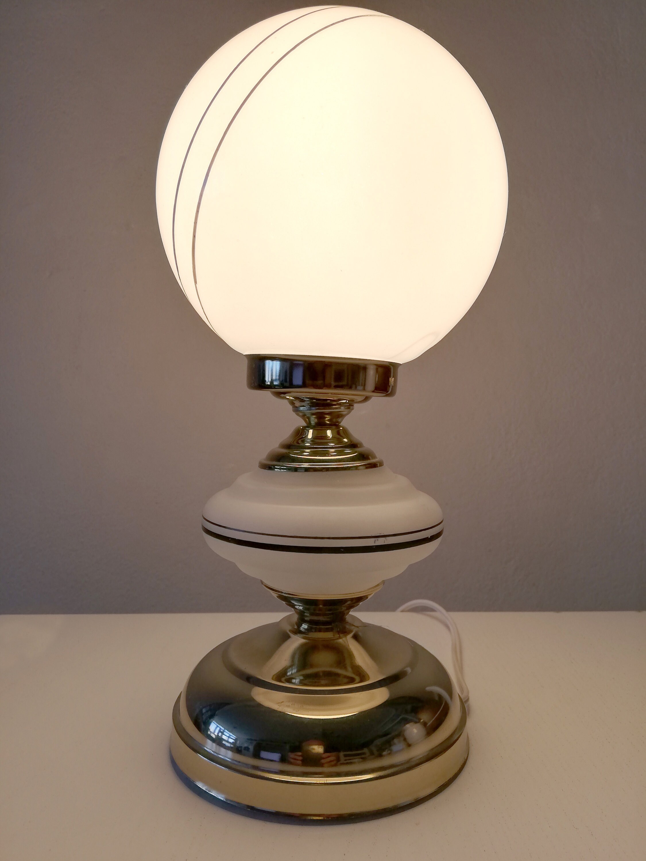 Mid Century Gold Side Table Lamp With a Clear Glass Centre and Etsy