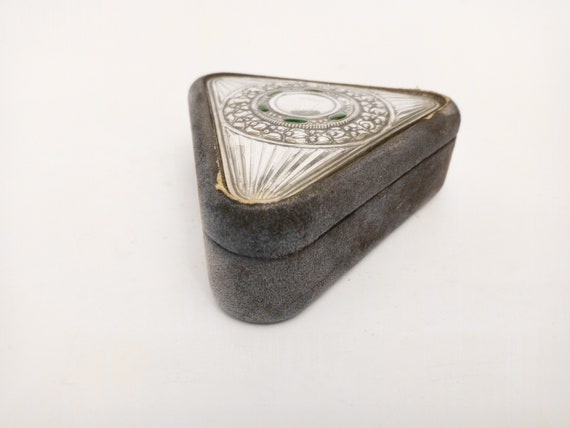Vintage Italian triangular velvet jewellery box w… - image 3