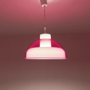 Mcm red and white space age methacrylate pendant light made in the 1970's red plexiglas light image 9