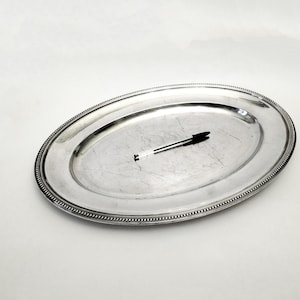 Large antique French silver plated serving plate Gallia by Christofle circa 1940 collectors oval tray made in France