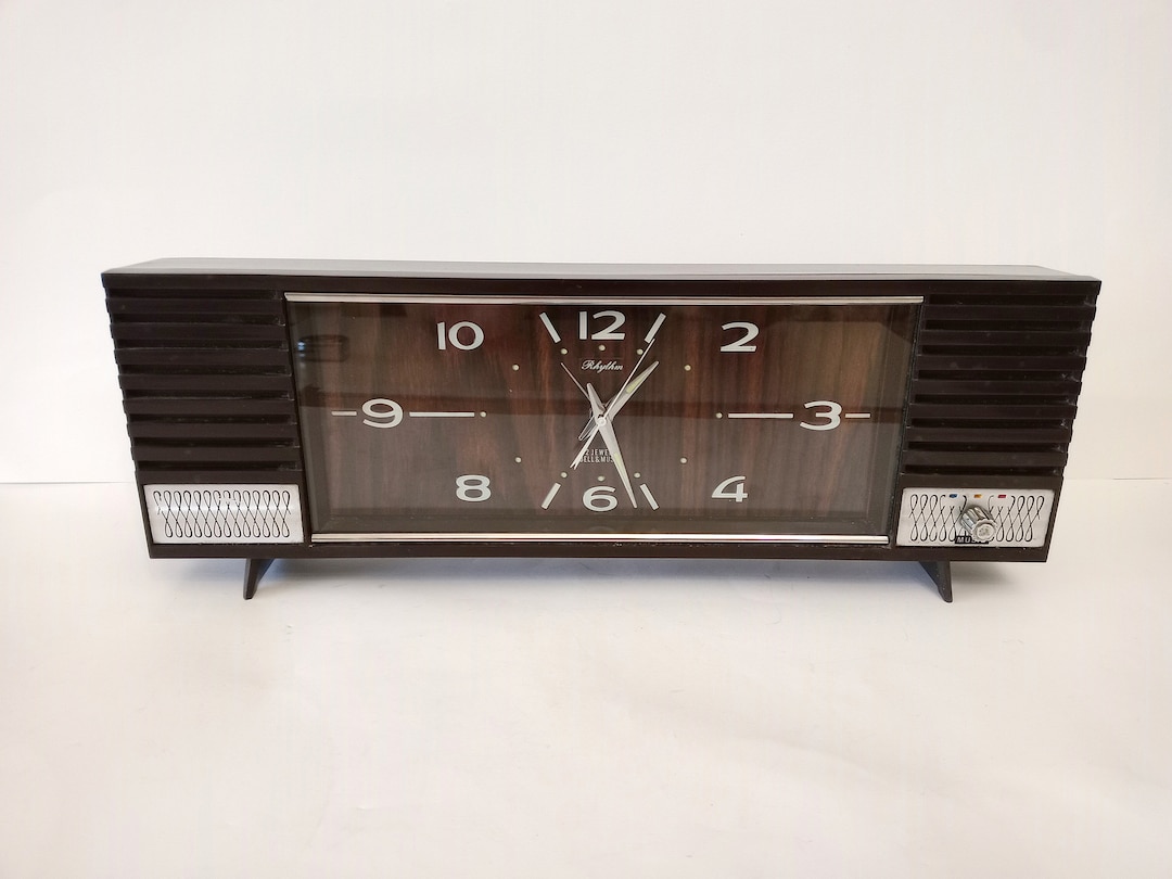 RHYTHM リズム社製 クロックテーブル 入手困難 80〜90年代製 Large Vintage Rhythm Bell and Music Wind up Clock Made in Japan in