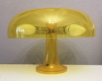 Space age yellow plexiglas or methacrylate designer mushroom  table lamp