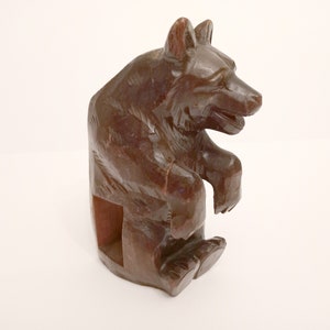 Vintage black forest carved bear Switzerland or South Germany circa 1950 wooden bookend bear