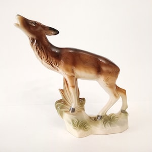 Vintage figure of a deer by Jema Holland circa 1950 hand painted kitsch pottery deer Rare ceramic Jema figurine
