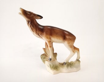 Vintage figure of a deer by Jema Holland circa 1950 hand painted kitsch pottery deer Rare ceramic Jema figurine