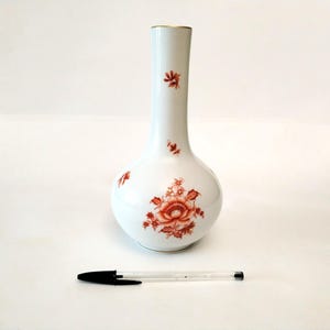 Herend Niang Nanking orange Bouquet vase from Hungary rare hand painted Herend vase with orange and gold peonies circa 1950 number 7093