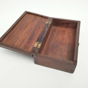 Antique wooden box trinket box circa 1930 Handmade wooden box with latch from France pencil box jewellery box