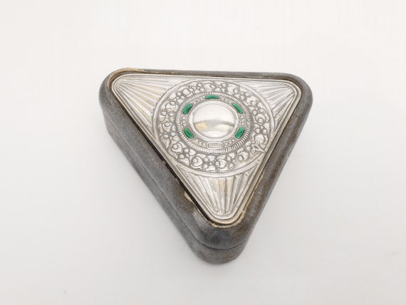 Vintage Italian triangular velvet jewellery box w… - image 4