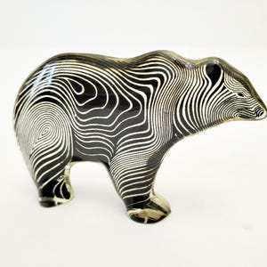 Abraham Palatnik lucite bear figurine from Brazil circa 1960 Optical animal figure with geometric patterns signed by the artist