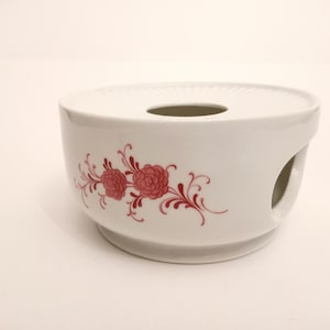Vintage ceramic candle holder West Germany circa 1980 Seltmann Weiden teapot or coffee pot warmer with flower pattern