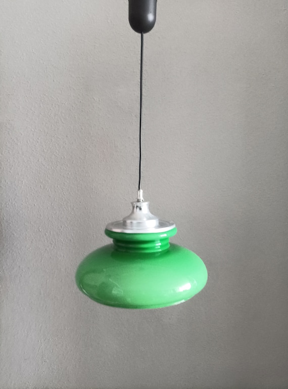 Green glass top globe pendant light