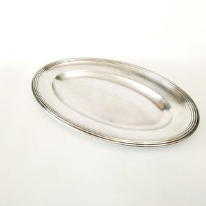 Christofle large antique French silver plated serving plate circa 1923 collectors oval tray made in France monogrammed tray
