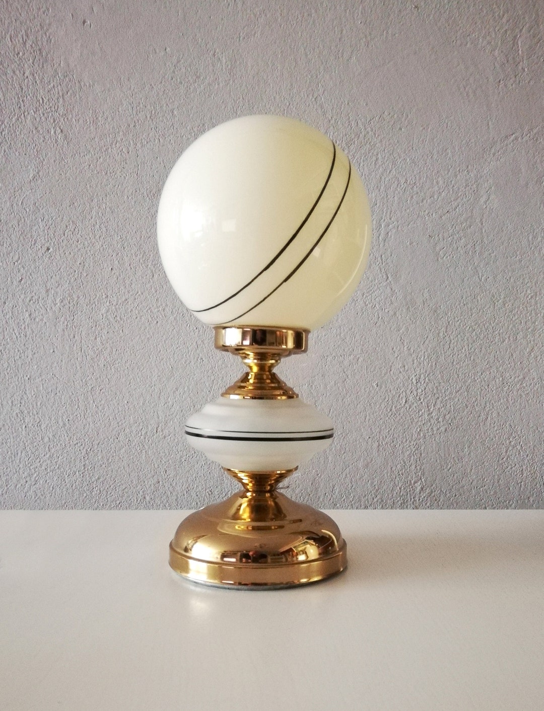 Mid Century Gold Side Table Lamp With a Clear Glass Centre and Etsy