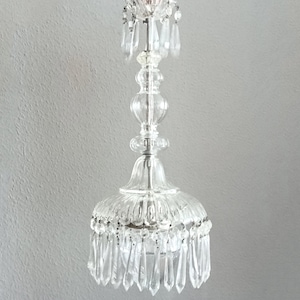 Antique glass chandelier with glass shades and crystals made in Spain circa 1920 glass chandelier crystal pendant light