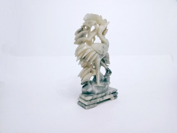 Vintage Soapstone Figure of a Heron and Tree Japan Circa 1960
