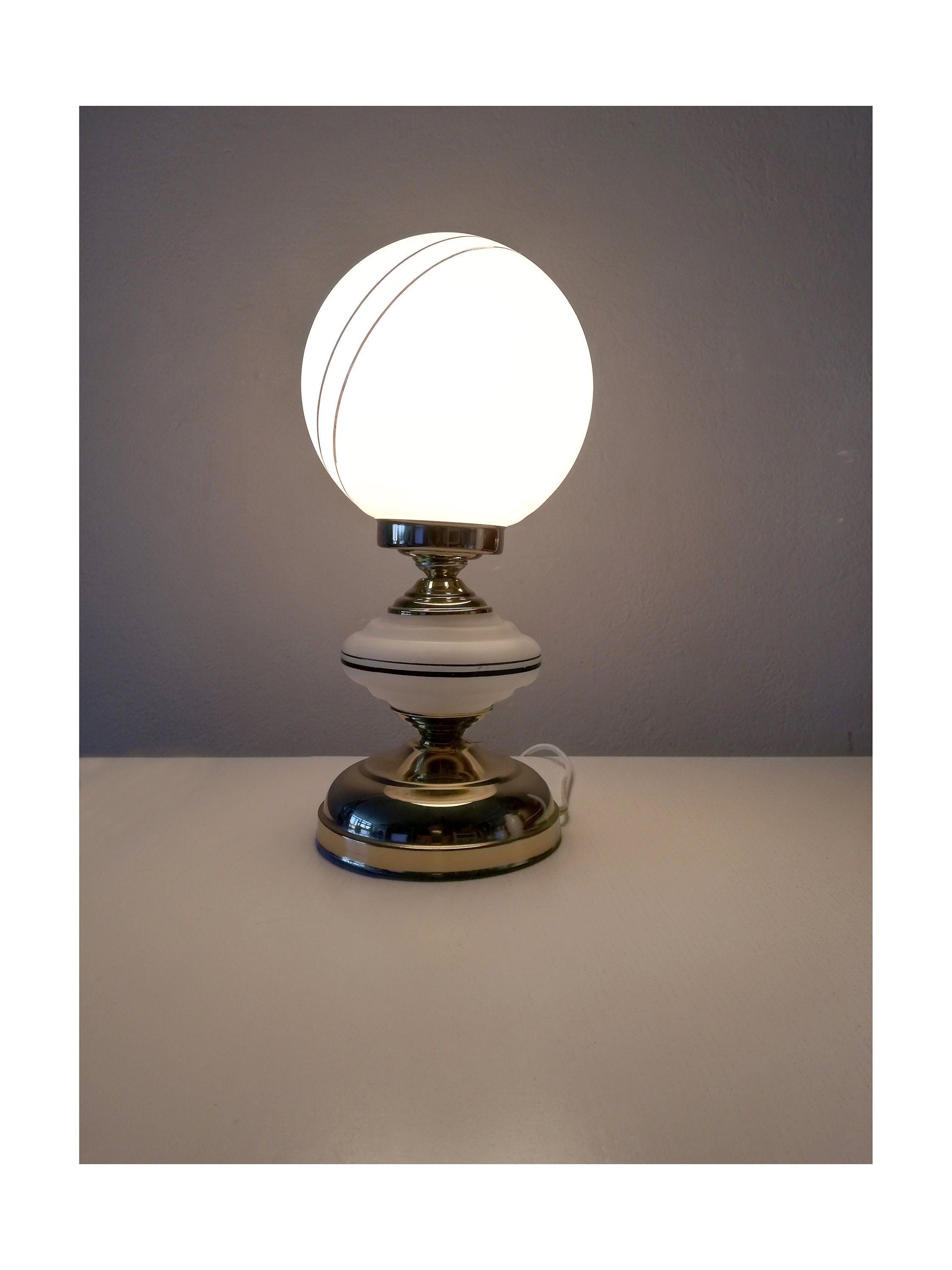 Mid Century Gold Side Table Lamp With a Clear Glass Centre and Etsy