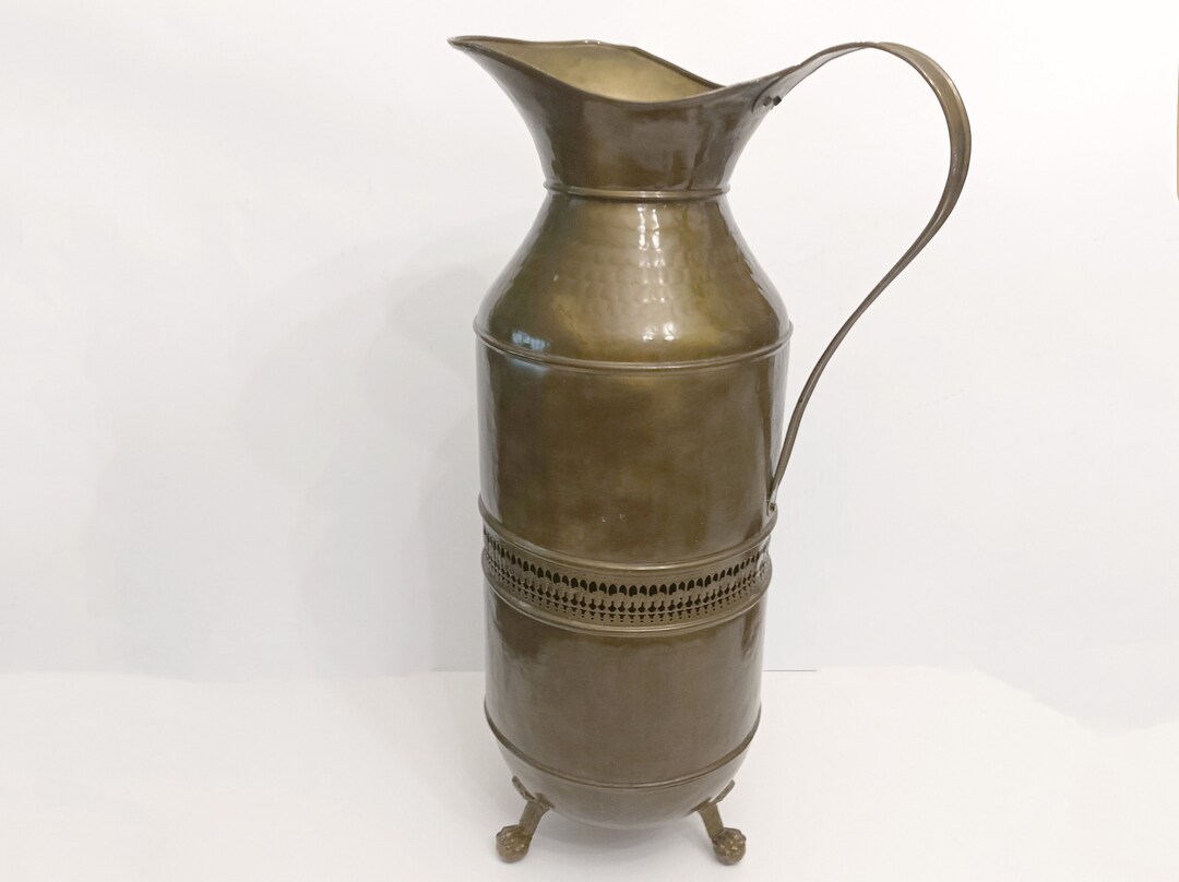 Vintage Brass Umbrella Stand Circa 1960 Retro Jug Umbrella Stand With