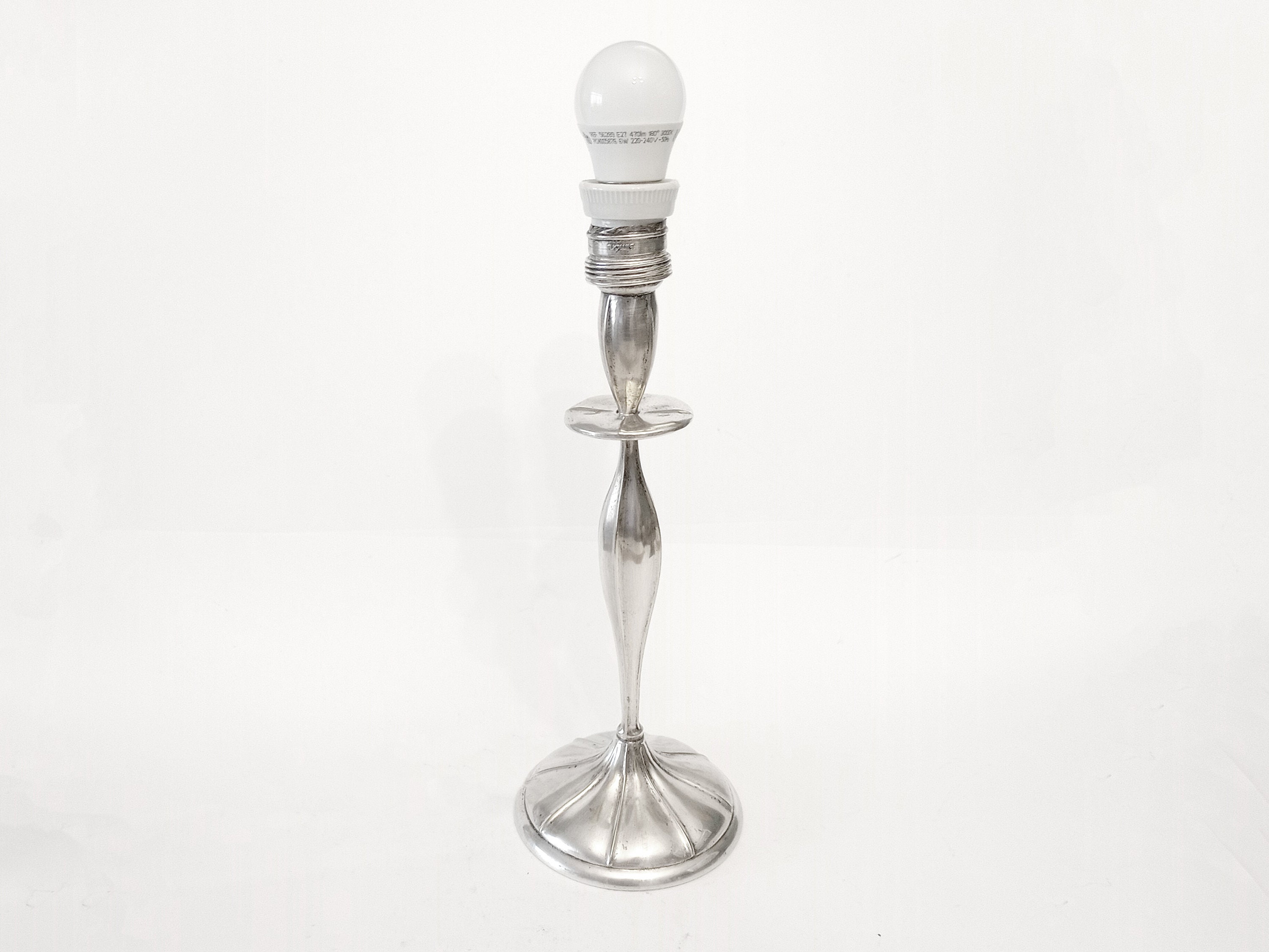 Vintage Spanish alpaca table lamp from circa 1960 German silver table lamp candlestick table lamp