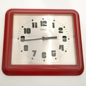 Red wall clock by Radiant Electronic Germany circa 1970 Large retro MCM kitchen clock Vintage German clock