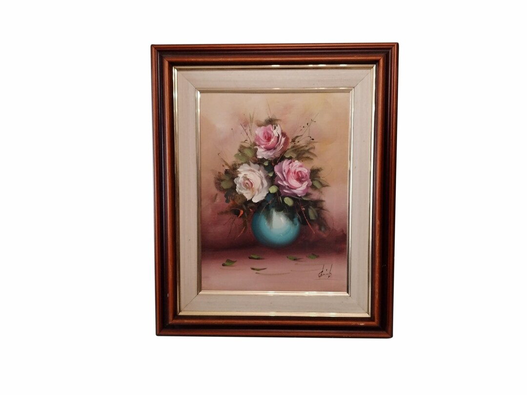 Original Oil Painting Depicting Roses by Spanish Artist Circa 1960 ...