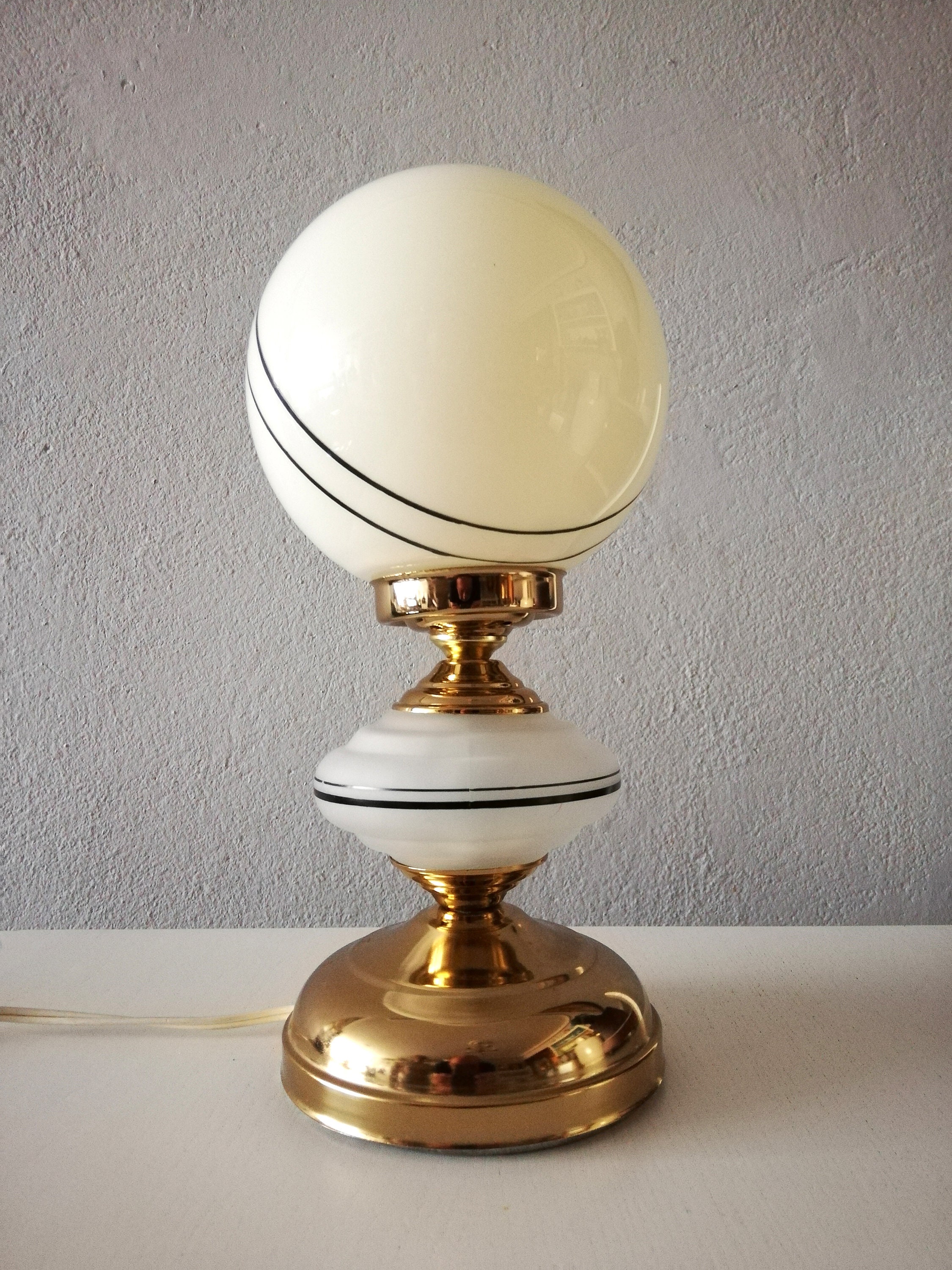 Mid Century Gold Side Table Lamp With a Clear Glass Centre and Etsy