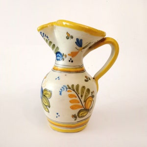 Talavera Spain ceramic jug from Talavera de la Reina Toledo circa 1970 vintage pottery handmade and hand painted wine or water pitcher